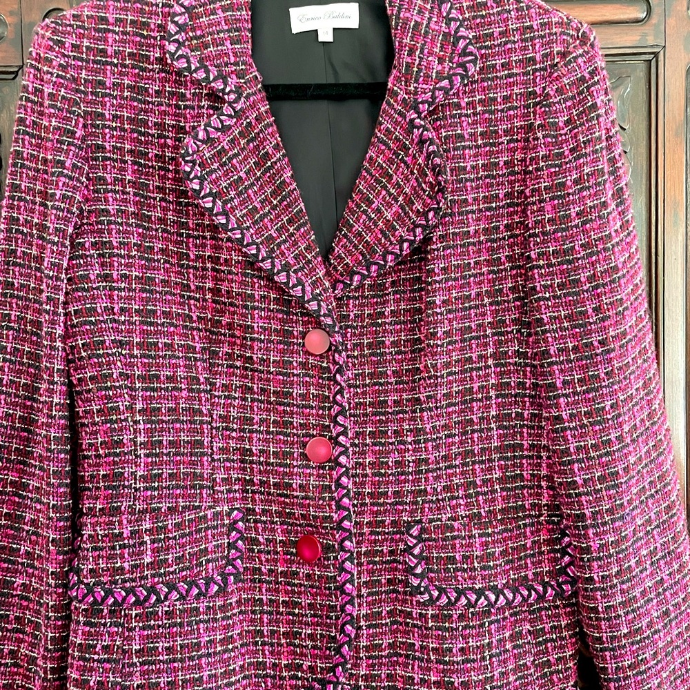 Pink Tweed Blazer by Enrico Baldini